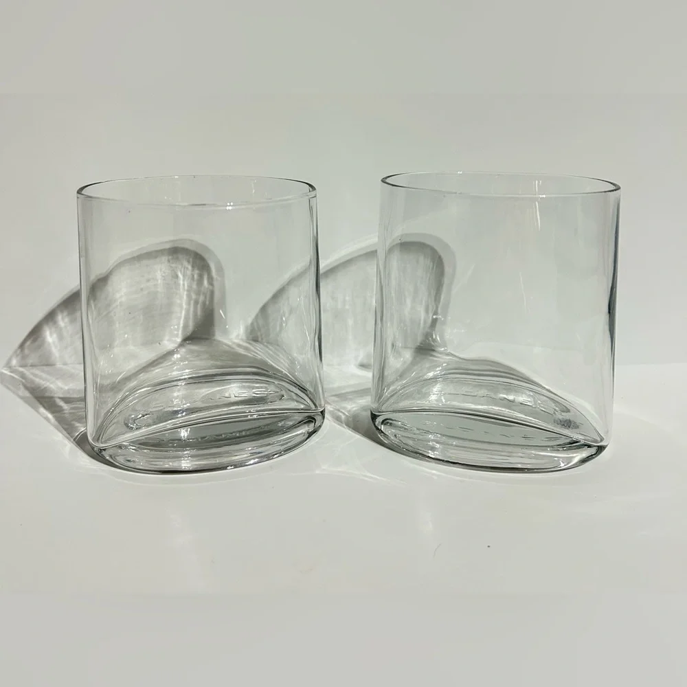 Reed & Barton Sloane Oval Bottom Round Top Lowball Old Fashioned Bar Glasses 2